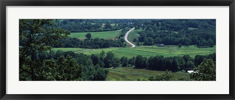 Framed Winding road passing through a landscape, East Central, Missouri, USA Print