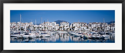 Framed Boats at a harbor, Puerto Banus, Costa Del Sol, Andalusia, Spain Print