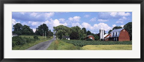 Framed Road passing through a farm, Emmons Road, Tompkins County, Finger Lakes Region, New York State, USA Print