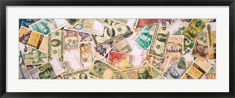 Framed Collection of currencies of various countries Print