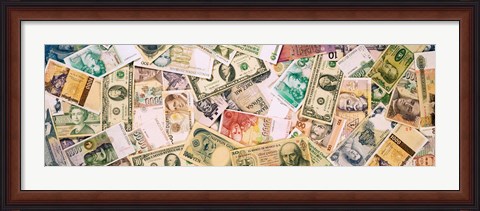 Framed Collection of currencies of various countries Print