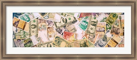 Framed Collection of currencies of various countries Print