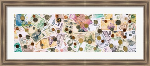 Framed Collection of various currencies Print