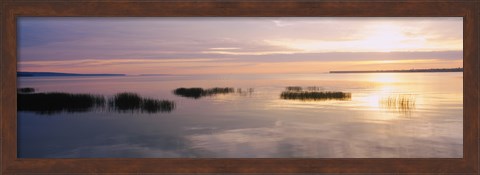 Framed Sunset over a lake, Chequamegon Bay, Lake Superior, Wisconsin, USA Print