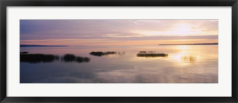 Framed Sunset over a lake, Chequamegon Bay, Lake Superior, Wisconsin, USA Print