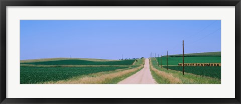 Framed Road along fields, Minnesota, USA Print