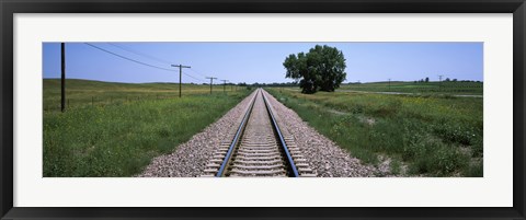 Framed Telephone poles along a railroad track, Custer County, Nebraska Print