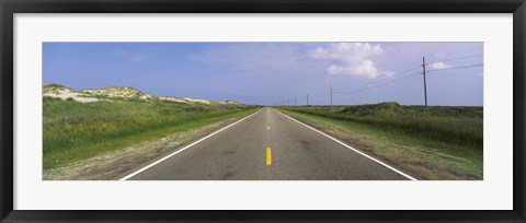 Framed Road passing through a landscape, North Carolina Highway 12, Cape Hatteras National Seashore, Outer Banks, North Carolina, USA Print