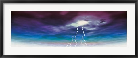 Framed Colored stormy sky w/ angry lightning Print