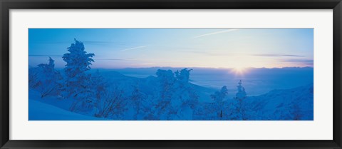 Framed Yokoteyama at sunrise Shiga Kogen Nagano Japan Print