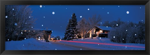 Framed Houses snowfall NH USA Print