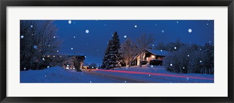 Framed Houses snowfall NH USA Print