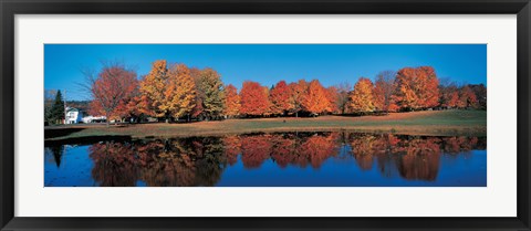 Framed Autumn by the Lake, Laurentide Quebec Canada Print