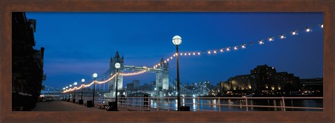 Framed Tower Bridge London England (Nighttime with Lights) Print