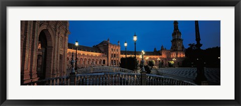 Framed Plaza Espana at Night, Seville Andalucia Spain Print