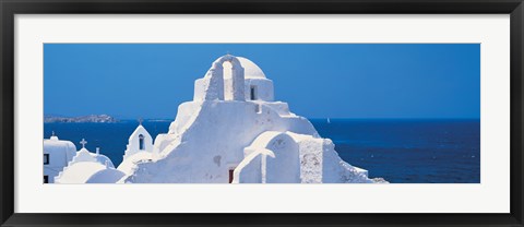 Framed Chruch Rooftops, Mykonos Greece Print