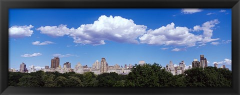 Framed Trees with row of buildings, Central Park, Manhattan, New York City, New York State, USA Print