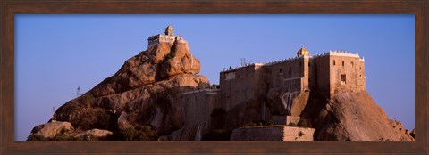 Framed Temple on cliff, Rockfort Ucchi Pillayar Temple, Tiruchirapalli, Tamil Nadu, India Print