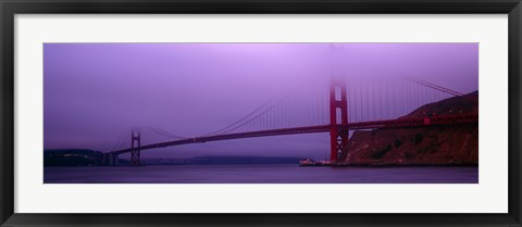 Framed Suspension bridge across the sea, Golden Gate Bridge, San Francisco, Marin County, California, USA Print