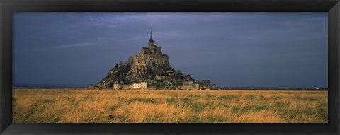 Framed Castle on a hill, Mont Saint-Michel, Manche, Normandy, France Print