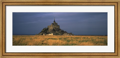 Framed Castle on a hill, Mont Saint-Michel, Manche, Normandy, France Print