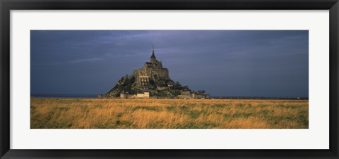 Framed Castle on a hill, Mont Saint-Michel, Manche, Normandy, France Print