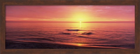 Framed Sunset over the sea, Venice Beach, Sarasota, Florida, USA Print