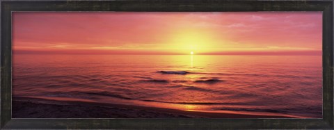 Framed Sunset over the sea, Venice Beach, Sarasota, Florida, USA Print