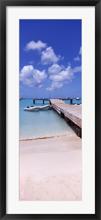 Framed Boats moored at a pier, Sandy Ground, Anguilla Print