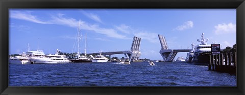 Framed Bridge across a canal, Atlantic Intracoastal Waterway, Fort Lauderdale, Broward County, Florida, USA Print