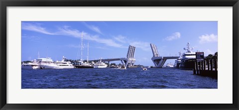 Framed Bridge across a canal, Atlantic Intracoastal Waterway, Fort Lauderdale, Broward County, Florida, USA Print