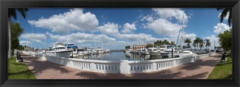 Framed Park at the riverside, Twin Dolphin Marina, Manatee River, Bradenton, Manatee County, Florida Print