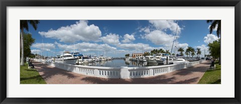 Framed Park at the riverside, Twin Dolphin Marina, Manatee River, Bradenton, Manatee County, Florida Print