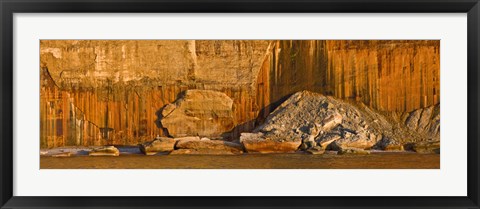 Framed Pictured rocks near a lake, Pictured Rocks National Lakeshore, Lake Superior, Upper Peninsula, Alger County, Michigan, USA Print