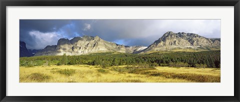 Framed Clouds over mountains, Many Glacier valley, US Glacier National Park, Montana, USA Print