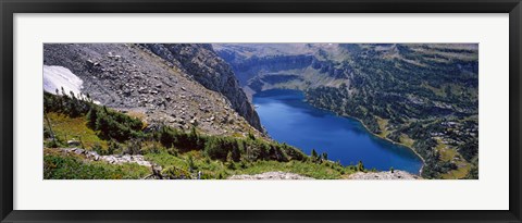 Framed High angle view of a lake, Hidden Lake, US Glacier National Park, Montana, USA Print