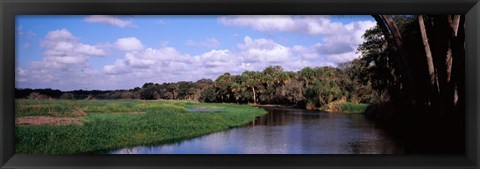 Framed Reflection of clouds in a river, Myakka River, Myakka River State Park, Sarasota County, Florida, USA Print