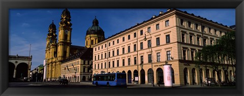 Framed Buildings at a town square, Feldherrnhalle, Theatine Church, Odeonsplatz, Munich, Bavaria, Germany Print