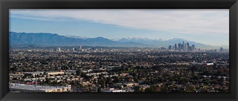 Framed High angle view of a city, Mt Wilson, Mid-Wilshire, Los Angeles, California, USA Print