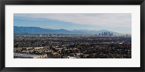 Framed High angle view of a city, Mt Wilson, Mid-Wilshire, Los Angeles, California, USA Print