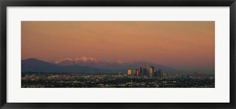 Framed High angle view of a city at dusk, Los Angeles, California, USA Print