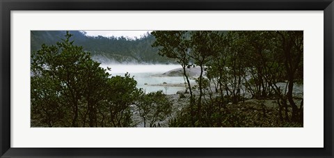 Framed Volcanic lake in a forest, Kawah Putih, West Java, Indonesia Print