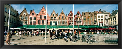 Framed Market at a town square, Bruges, West Flanders, Flemish Region, Belgium Print