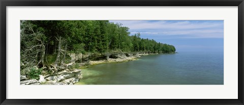 Framed Trees at the lakeside, Cave Point County Park, Lake Michigan, Wisconsin Print