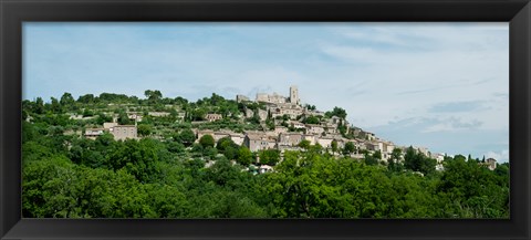 Framed Town on a hill, Lacoste, Vaucluse, Provence-Alpes-Cote d&#39;Azur, France Print