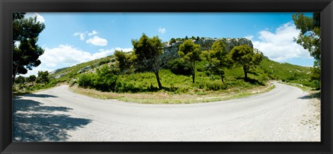 Framed Curve in the road, Bouches-Du-Rhone, Provence-Alpes-Cote d&#39;Azur, France Print