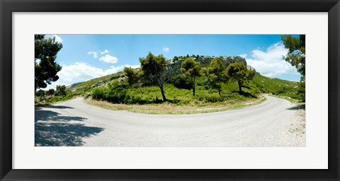 Framed Curve in the road, Bouches-Du-Rhone, Provence-Alpes-Cote d&#39;Azur, France Print