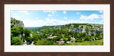 Framed High angle view of limestone hills with houses, Les Baux-de-Provence, Bouches-Du-Rhone, Provence-Alpes-Cote d&#39;Azur, France Print