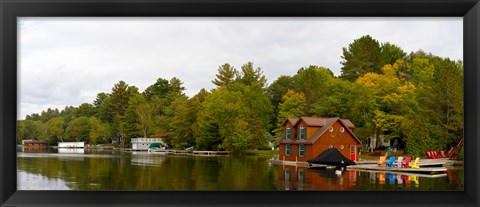 Framed Cottages at the lakeside, Lake Muskoka, Ontario, Canada Print