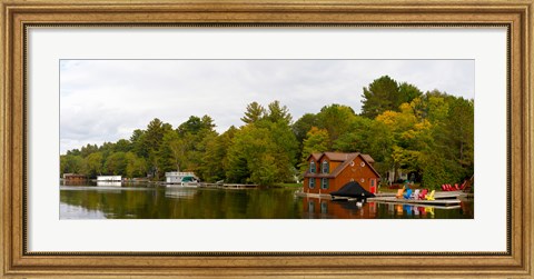 Framed Cottages at the lakeside, Lake Muskoka, Ontario, Canada Print